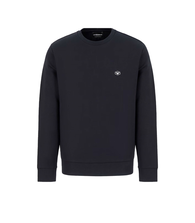Emporio Armani - Felpe - FELPA IN DOUBLE JERSEY CON MICRO PATCH LOGO BLU NAVY