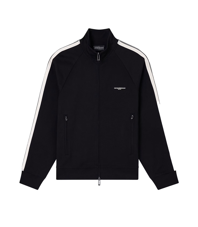 Emporio Armani - Felpe - FELPA FULL ZIP IN JERSEY CON BANDE A CONTRASTO ASV BLACK BEAUTY