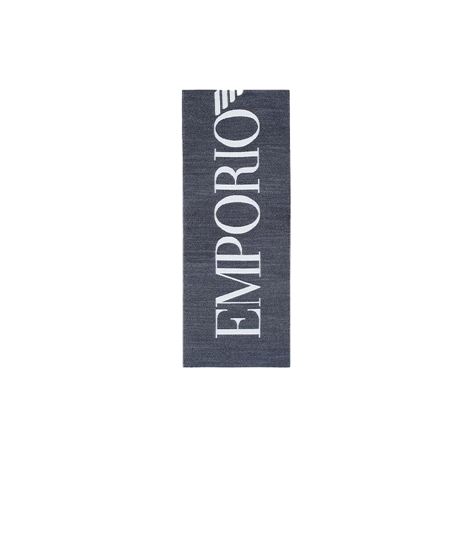 Emporio Armani - Sciarpe - SCIARPA BICOLORE IN MISTO LANA CON MAXI LOGO BLU/WHITE