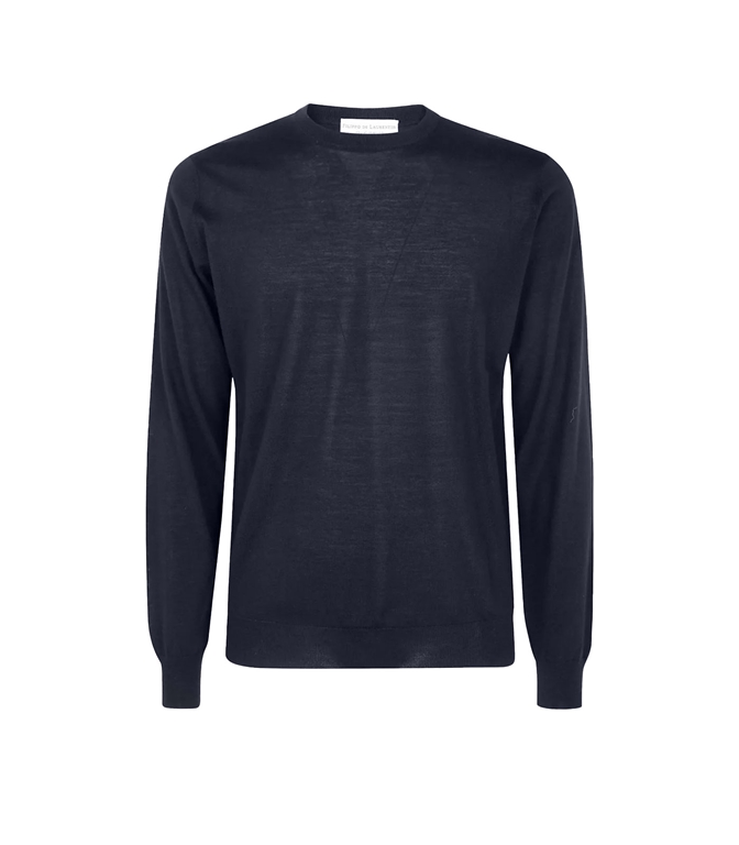 Filippo De Laurentiis - Maglie - MAGLIONE GIROCOLLO MERINO A MANICHE LUNGHE BLU NAVY