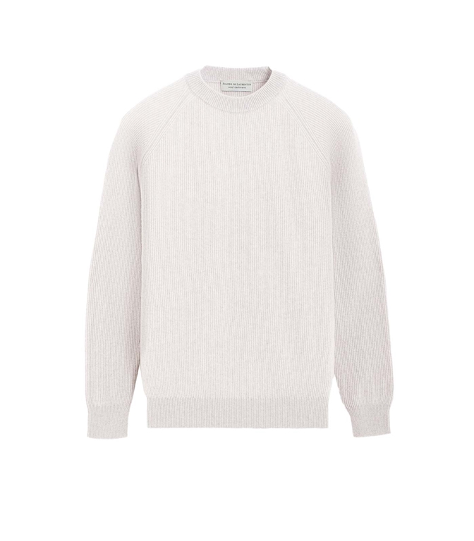 Filippo De Laurentiis - Knitwear - WOOL CASHMERE RAGLAN CREW NECK SWEATER WHITE