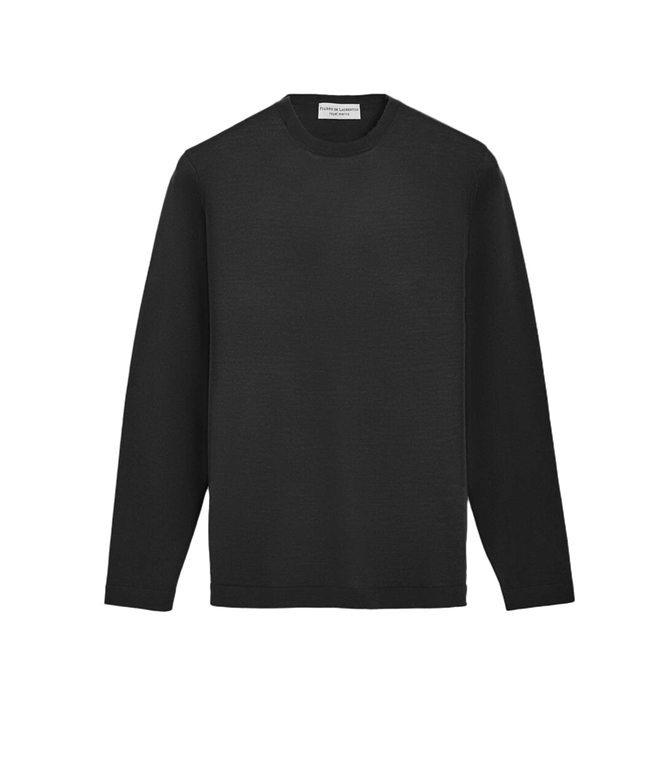 Filippo De Laurentiis - Maglie - TSHIRT GIROCOLLO ROYAL MERINO NERO