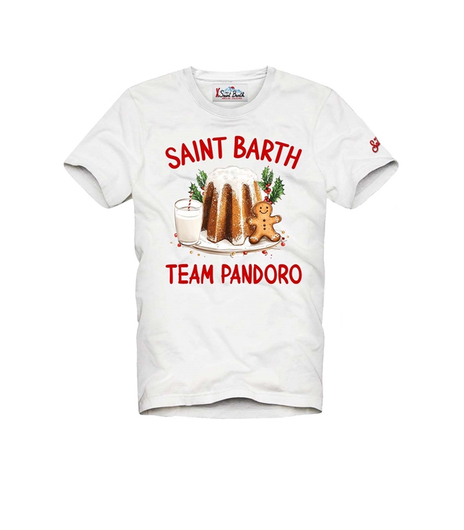 Mc2 Saint Barth - T-Shirt - T-SHIRT ARNOTT WARM IN COTONE INVERNALE BIANCO RICAMO TEAM PANDORO