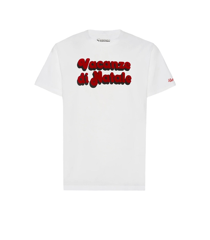 Mc2 Saint Barth - T-Shirt - ARNTOT WARM WINTER COTTON T-SHIRT WITH FLOCK PRINTING POSTER FILM
