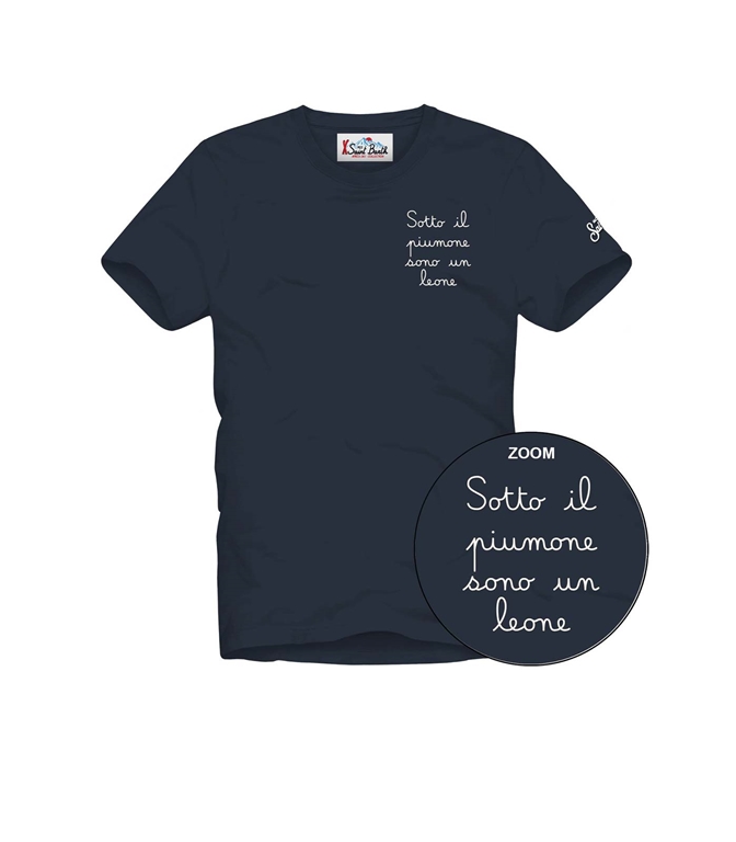 Mc2 Saint Barth - T-Shirt - T-SHIRT ARNOTT COTONE BLU CON RICAMO SOTTO IL PIUMONE