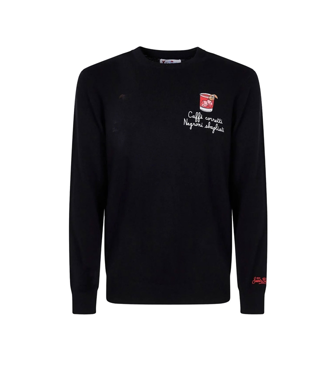 Mc2 Saint Barth - Knitwear - EMBROIDEED LONG-SLEEVE SWEATER BLACK