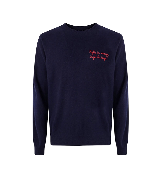 Mc2 Saint Barth - Knitwear - HERON LIGHT CREW NECK SWEATER WITH WIFE ON HOLIDAY EMBROIDERY