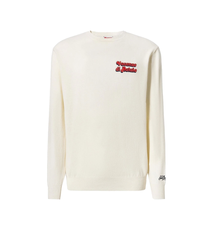Mc2 Saint Barth - Knitwear - HERON LIGHT CROOL SHIRT WITH EMBROIDERY CHRISTMAS HOLIDAYS