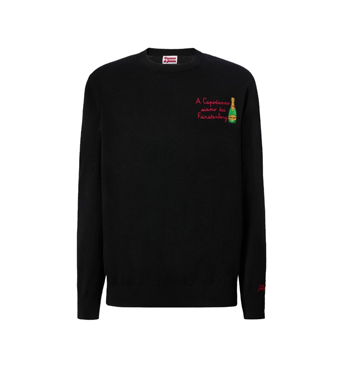 Mc2 Saint Barth - Knitwear - HERON LIGHT CREW NECK SWEATER WITH NEW YEAR'S EMBROIDERY WE ARE AT THE FRSTENBERG!
