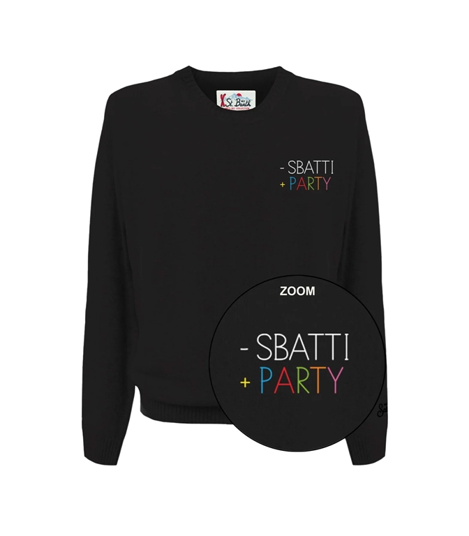 Mc2 Saint Barth - Knitwear - HERON LIGHT EMBROIDERED SWEATER - SBATTI + PARTY BLACK