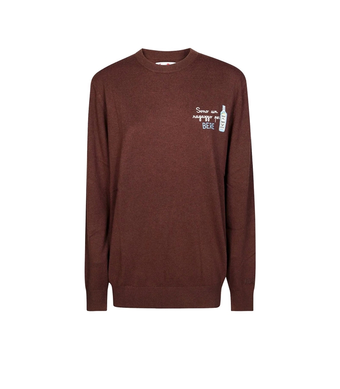 Mc2 Saint Barth - Knitwear - HERON LIGHT BROWN EMBROIDERED SWEATER