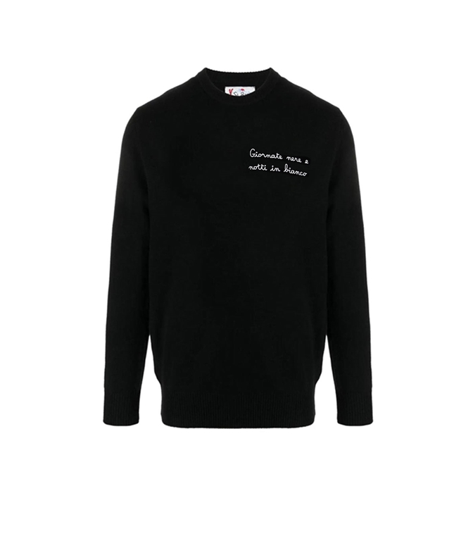 Mc2 Saint Barth - Knitwear - HERON LIGHT BLACK SWEATER BLACK DAYS WHITE NIGHTS