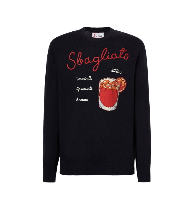Mc2 Saint Barth - Knitwear - HERON CASHMERE BLEND SWEATER WITH WRONG EMBROIDERY