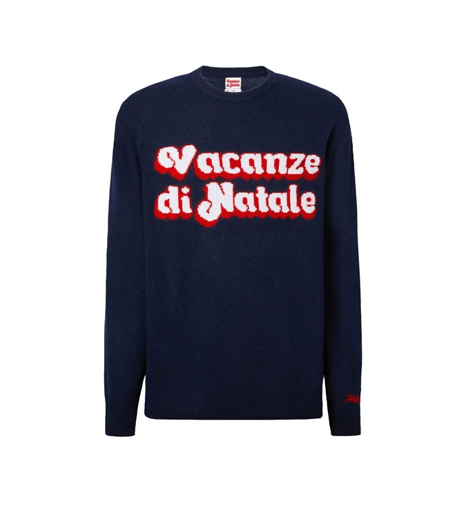 Mc2 Saint Barth - Knitwear - BLUE HERON SWEATER WITH JACQUARD CHRISTMAS HOLIDAYS