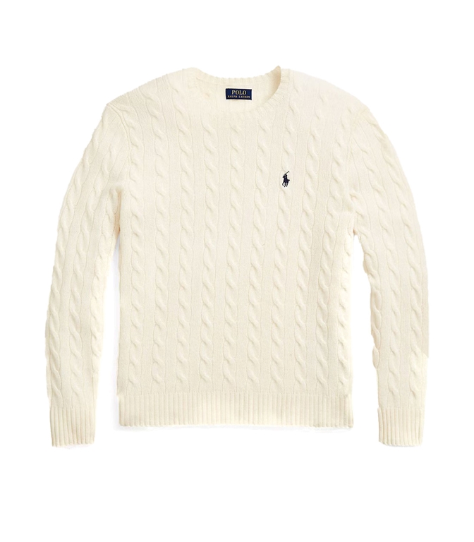 POLO RALPH LAUREN - Knitwear - WOOL AND CASHMERE SHIRT IN TRECCE ANDOVER CREAM
