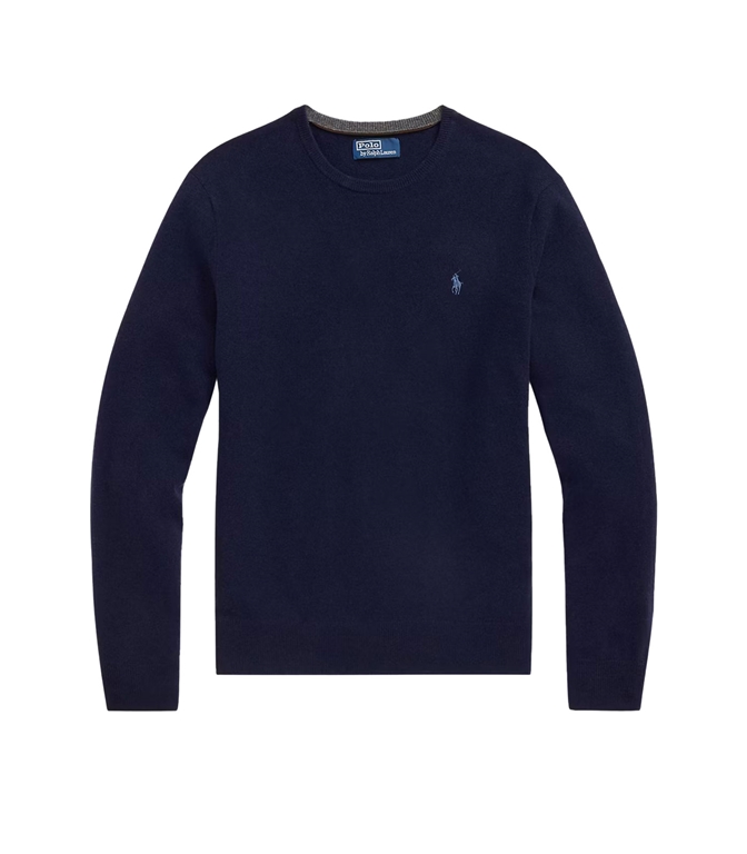 POLO RALPH LAUREN - Knitwear - HUNTER BLUE CREW-UP WOOL JERSEY