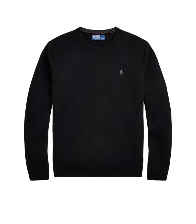 POLO RALPH LAUREN - Knitwear - BLACK CREW WOOL SHIRT POLO