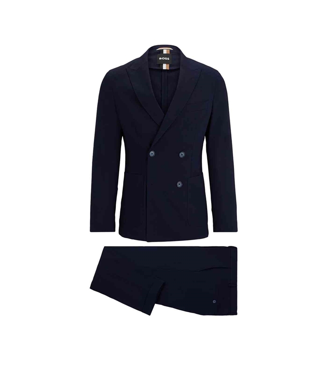 ABITO DOPPIOPETTO SLIM FIT IN LANA VERGINE BLU SCURO BOSS Abiti