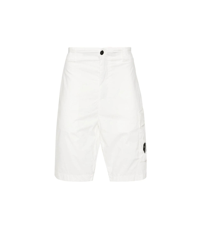 C.P. COMPANY - Shorts - BERMUDA CON APPLICAZIONE GAUZE WHITE