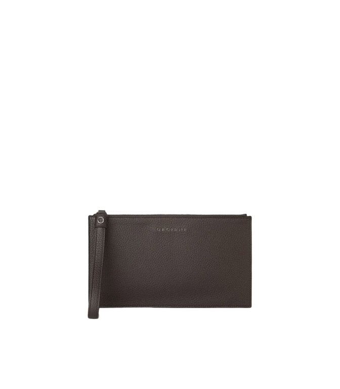 Orciani - Pochette - MICRON ENVELOPE IN LEATHER WITH CUFF BROWN