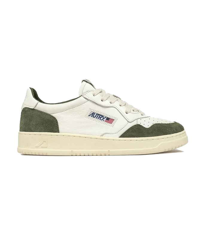 Autry - Scarpe - Sneakers - MEDALIST LOW IN PELLE SCAMOSCIATA COLORE BIANCO E MILITARY