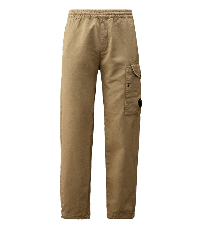 C.P. COMPANY - Pantaloni - COTTON/LINEN LOOSE PANTS VINTAGE KHAKI BEIGE