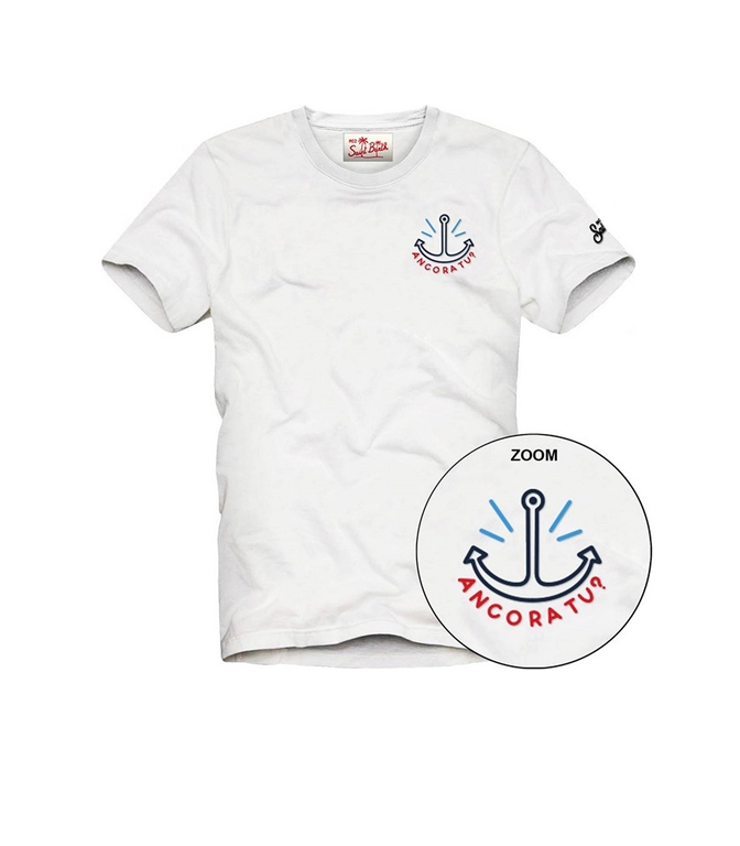 Mc2 Saint Barth - T-Shirt - T-SHIRT IN JERSEY DI COTONE CON RICAMO ANCORA TU?