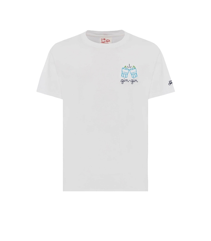 Mc2 Saint Barth - T-Shirt - T-SHIRT PORTOFINO IN JERSEY DI COTONE CLASSIC FIT CON RICAMO GIN GIN