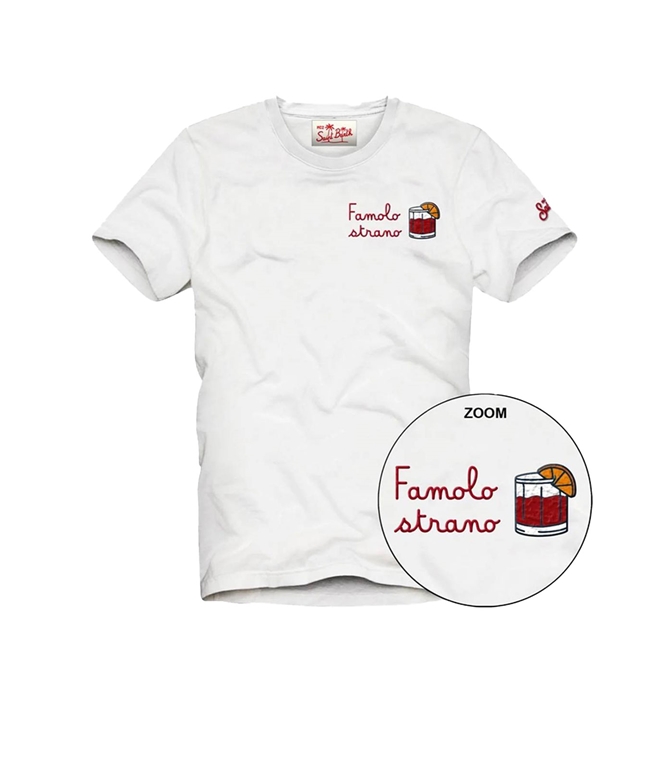 Mc2 Saint Barth - T-Shirt - T-SHIRT IN JERSEY DI COTONE CON RICAMO FAMOLO STRANO