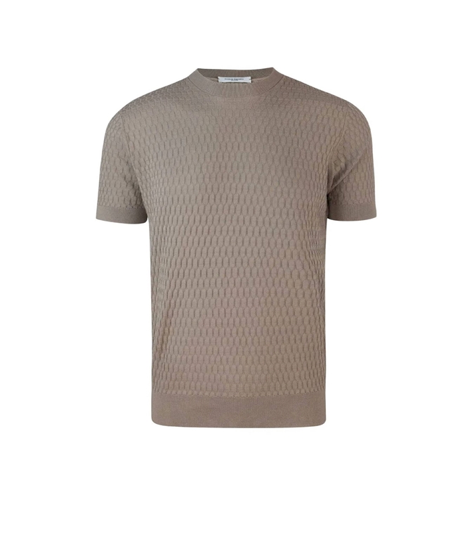 Paolo Pecora - Knitwear - PATTERNED-JACQUARD T-SHIRT TAUPE
