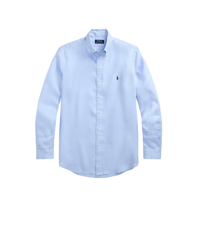 POLO RALPH LAUREN - Shirts - CUSTOM-FIT LINEN SHIRT IN OFFICE BLUE