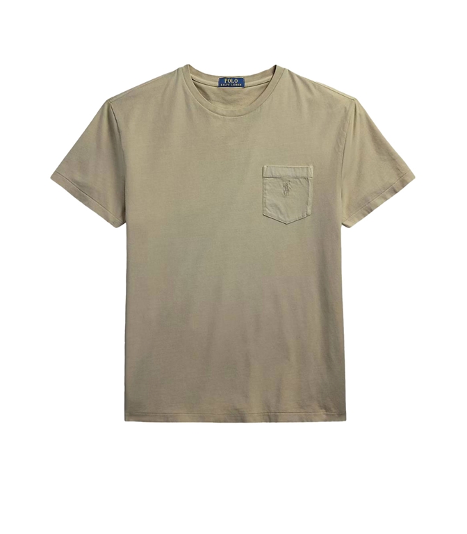 POLO RALPH LAUREN - T-Shirt - T-SHIRT WITH OLIVE GREEN MINERAL TINCTURE POCKET