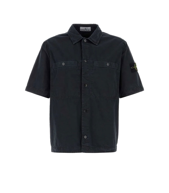 Stone Island - Shirts - COMPASS-MOTIF SHIRT BLACK