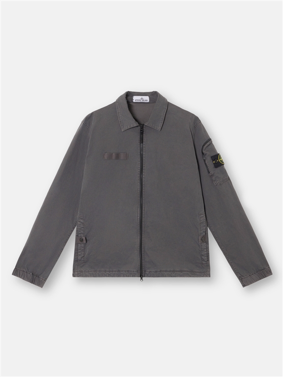 Stone Island - Shirts - ORGANIC STRETCH BROKEN TWILL COTTON 'OLD' EFFECT ANTRACITE