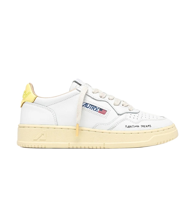 Autry - Scarpe - Sneakers - MEDALIST LOW IN PELLE BIANCA E LEMON MERINGUE