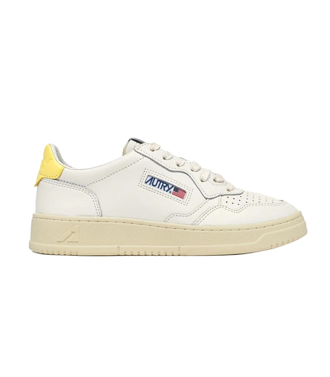 Autry - Scarpe - Sneakers - MEDALIST LOW IN PELLE BIANCA E LEMON MERINGUE