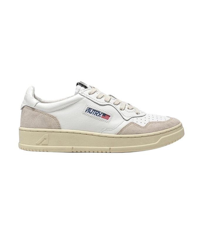 Autry - Scarpe - Sneakers - MEDALIST LOW IN PELLE BIANCA E SUEDE BEIGE