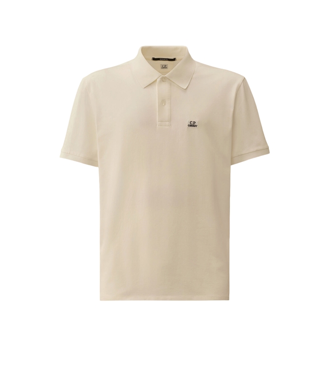 C.P. COMPANY - Polo - STRETCH PIQUET SHORT SLEEVE POLO GAUZE WHITE