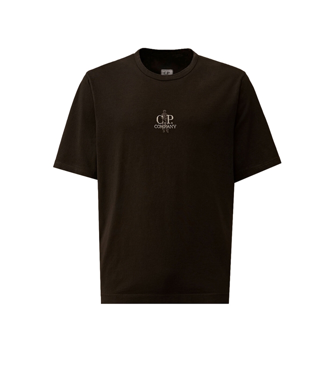 C.P. COMPANY - T-Shirt - 1020 JERSEY SHORT SLEEVE EMBROIDERY T-SHIRT BLACK