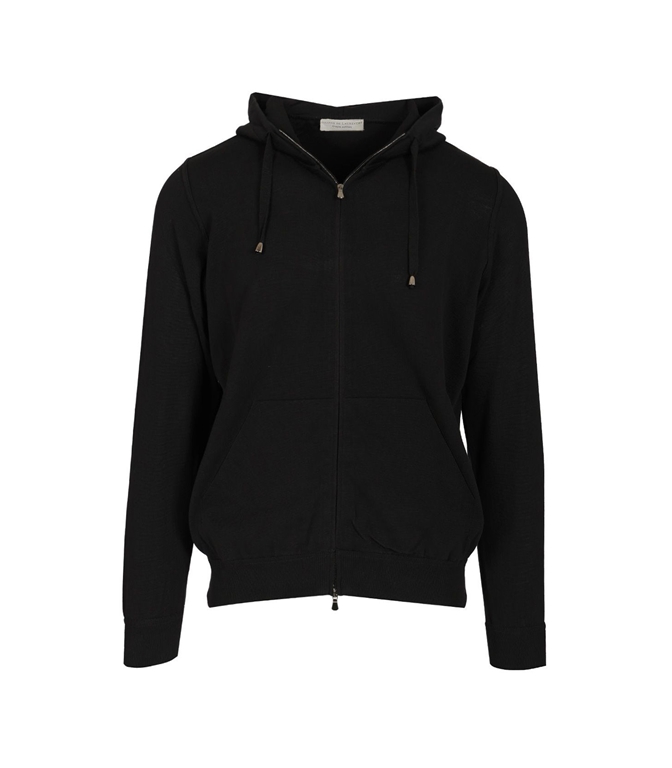 Filippo De Laurentiis - Maglie - FULLZIP CON CAPPUCCIO COTONE CREPE NERA