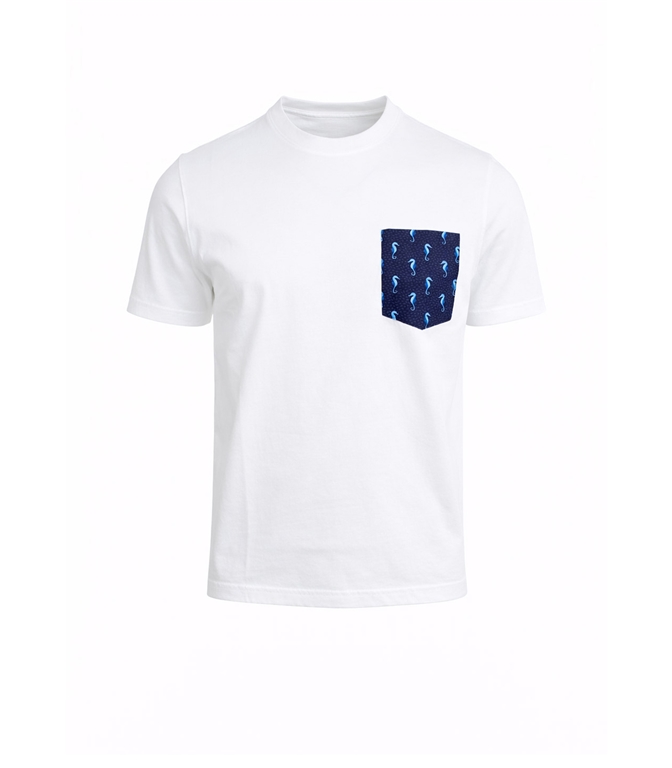 Mc2 Saint Barth - T-Shirt - MAGLIETTA BLANCHE IN COTONE CON TASCHINO TINY SEAHORSE