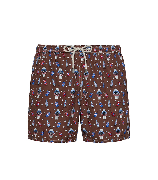 Mc2 Saint Barth - Costumi - COSTUME LIGHTING IN TESSUTO LEGGERO CON STAMPA OROLOGI