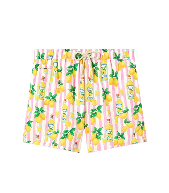 Mc2 Saint Barth - Costumi - COSTUME MARE LIGHTING A RIGHE ROSA CON STAMPA LIMONCELLO ALL-OVER