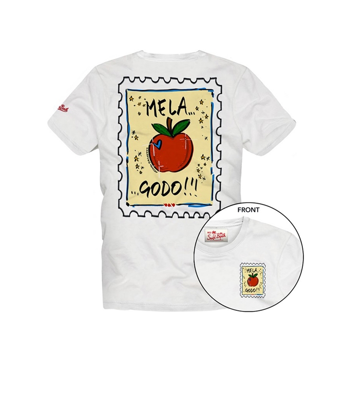 Mc2 Saint Barth - T-Shirt - T-SHIRT PORTLAND BIANCA CON RICAMO MELA GODO