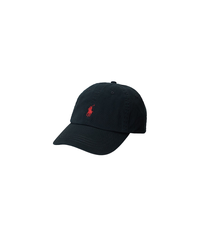 POLO RALPH LAUREN - Cappelli - CAPPELLINO DA BASEBALL IN CHINO NERO ROSSO
