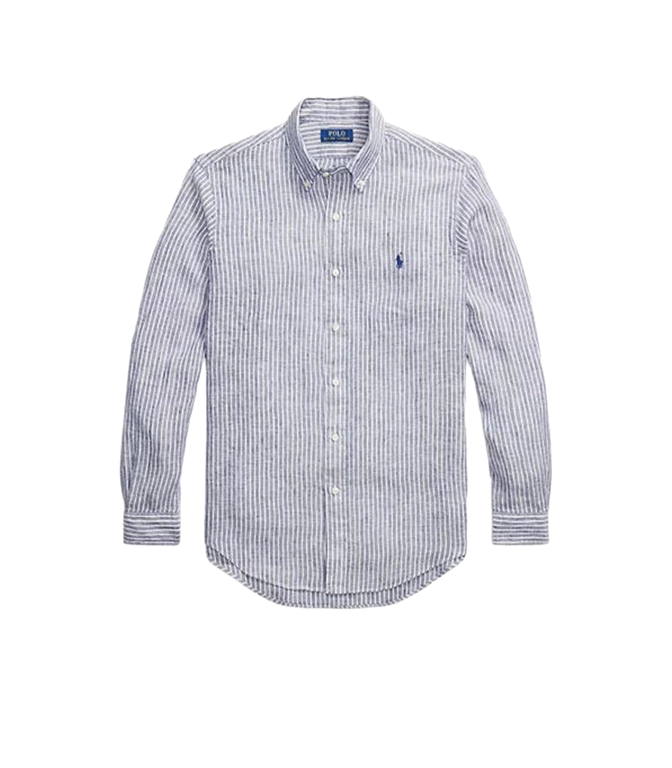 POLO RALPH LAUREN - Shirts - CUSTOM-FIT STRIPED LINEN SHIRT NEW CLASS NAVY WHITE
