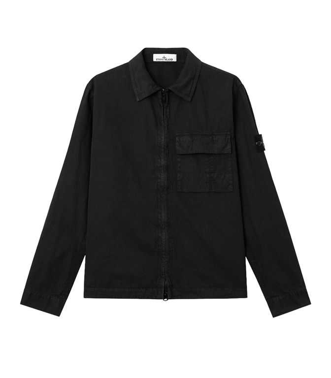 Stone Island - Camicie - BRUSHED ORGANIC COTTON CANVAS OLD EFFECT NERO