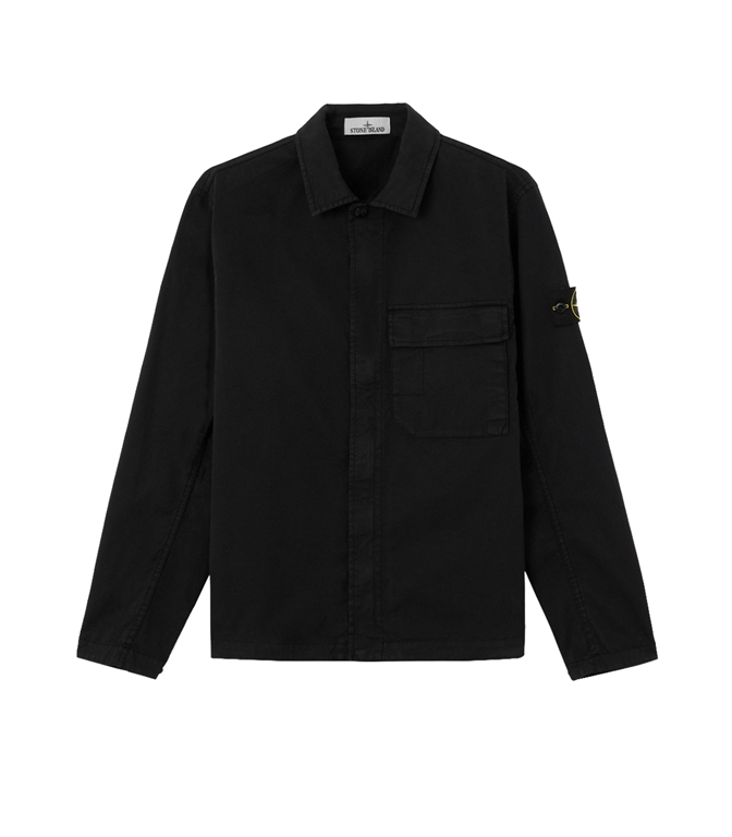 Stone Island - Shirts - STRETCH ORGANIC COTTON TWILL BLACK