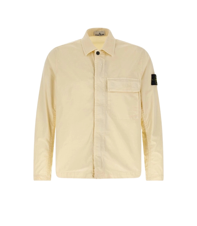 Stone Island - Camicie - STRETCH ORGANIC COTTON TWILL AVORIO