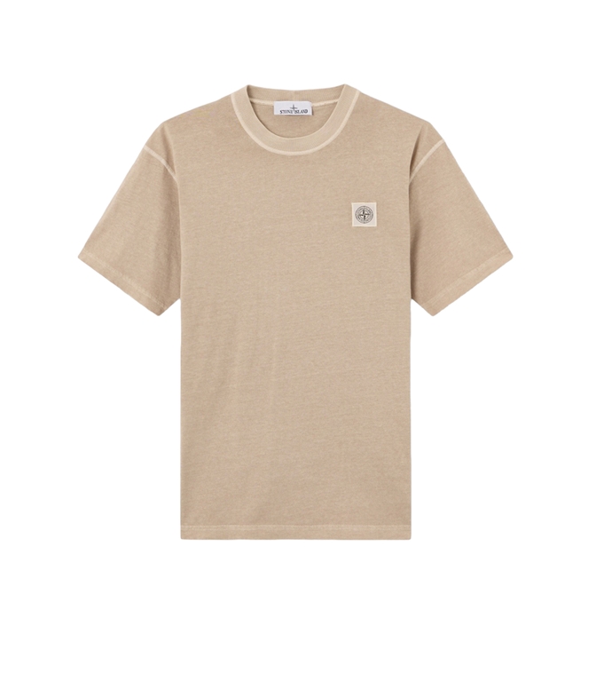 Stone Island - T-Shirt - ORGANIC COTTON JERSEY 'FISSATO' EFFECT DESERTO
